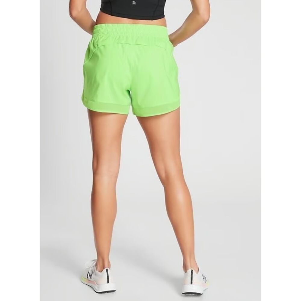 Athleta Womens Mesh Racer Run Short 4" Shorts Size 3X Solid Neon Green